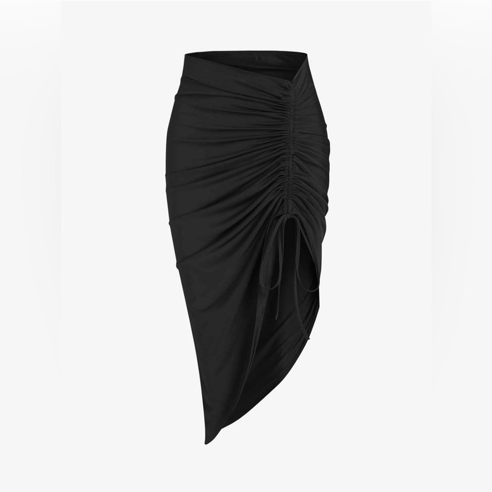 Elegant Black Ruched Skirt